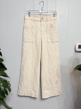 JOE ‘S High-Rise Cream Wide-Leg Jeans with Front and Back Patch Pockets